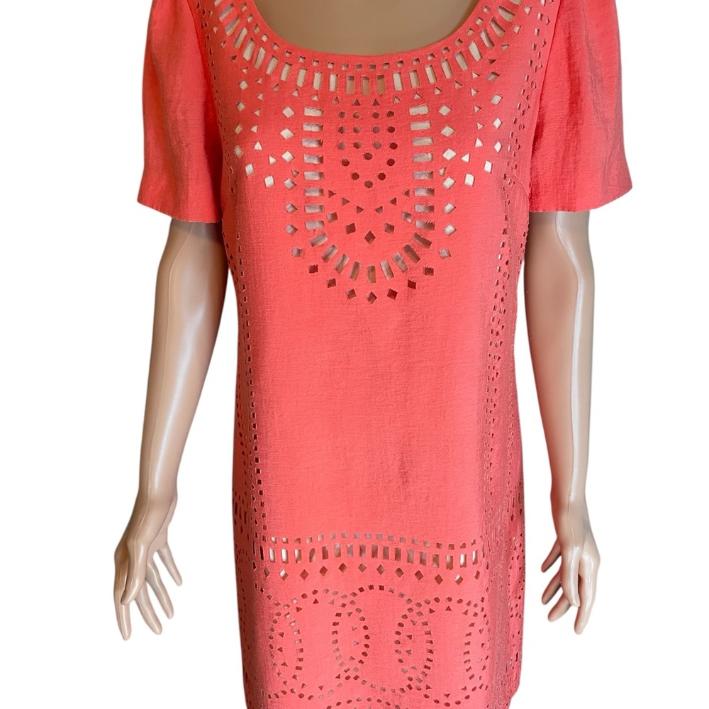 ANTONIO MELANI Coral Laser-Cut knee length sheath Dress 8